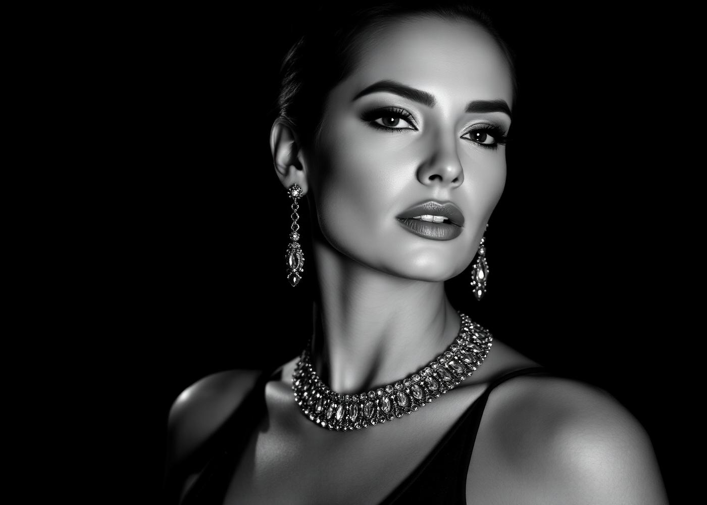 Black and white glamour portrait taken in the glam photo booth